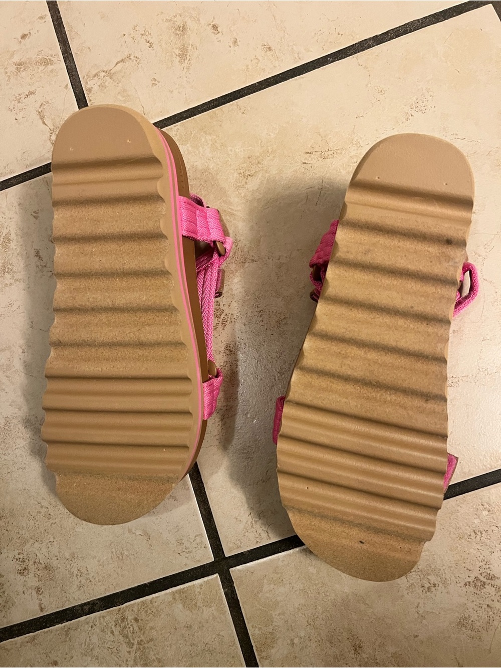 Reef Pink Strappy Cork Footbed Sandals - Picture 3 of 3